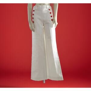 Tommy Hilfiger Pants White 40s Gaucho Wide Leg Button Style Sailor Italy Size 6